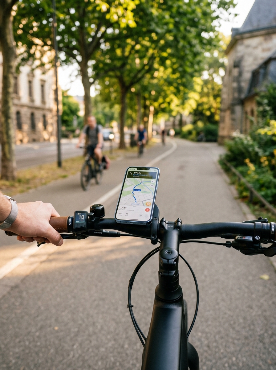 A bike handlebar cockpit on an everyday ride